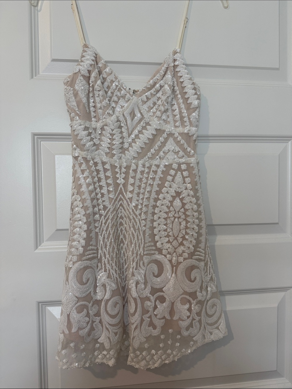 Beaded Ivory Embellished Mini Dress